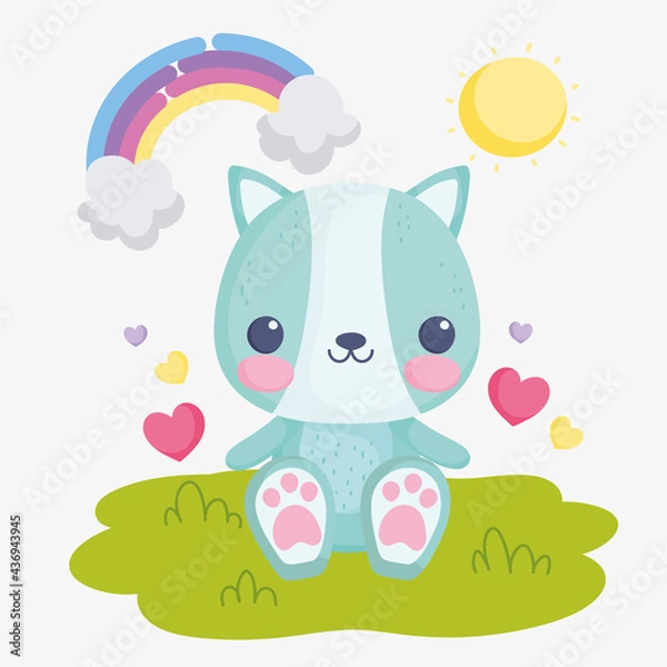 Fototapeta cute cat stuffed on grass