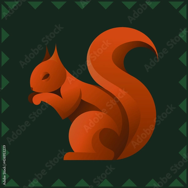 Obraz vector illustration of a squirrel on a green background