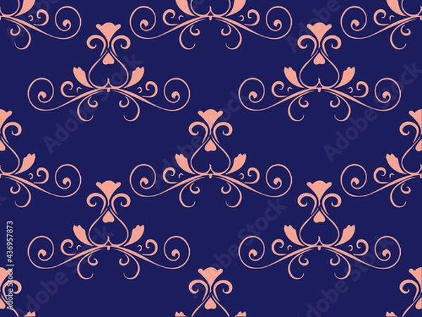 Fototapeta Vector image, yellow pattern on a dark blue background. vector pattern design For fabric pattern and textile industry and others