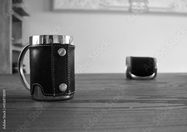 Obraz two mugs on office table background