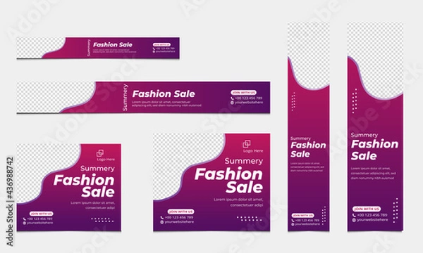 Fototapeta Design white square, Rectangle, web banners for social media with place for a photo, diagonal transparent color elements. Square templates for publications and advertising.