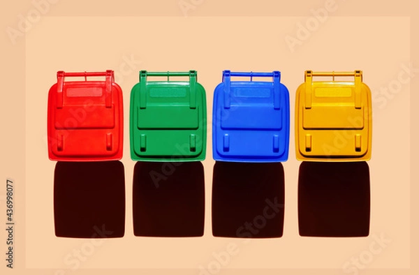 Fototapeta trash container on orange background
