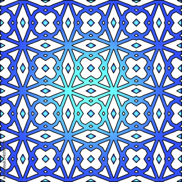 Obraz Geometric vector pattern with azure and blue gradient. simple ornament for wallpapers and backgrounds.