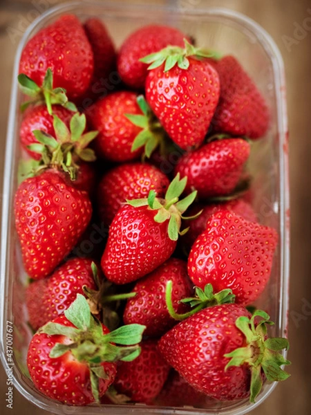 Obraz Lots of strawberries in a clear package