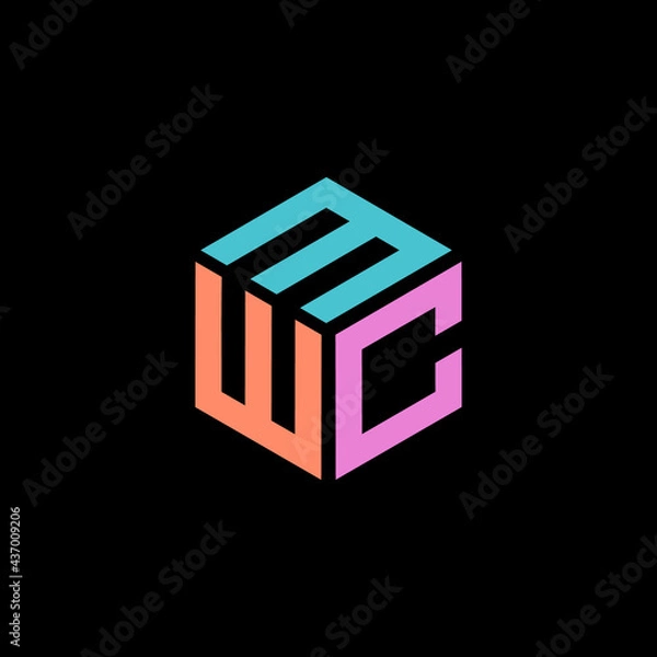 Fototapeta Hexagon logo with the letters MWC design