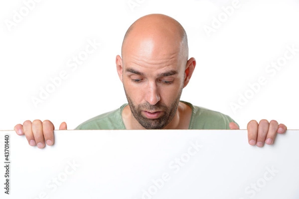 Obraz Mann mit Werbeschild