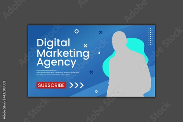 Obraz Digital Marketing Youtube Thumbnail Template and Web Banner Design