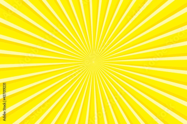 Fototapeta Vibrant yellow Sunburst Pattern Background. Ray star burst backdrop. Rays Radial geometric Vector Illustration