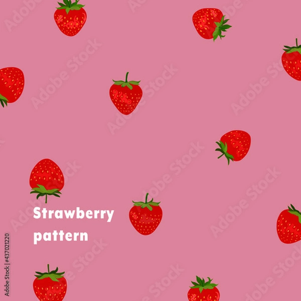 Fototapeta pattern with strawberries (pink background)