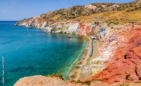 Obraz The colorful beach of Paleochori, Milos island, Cyclades, Greece