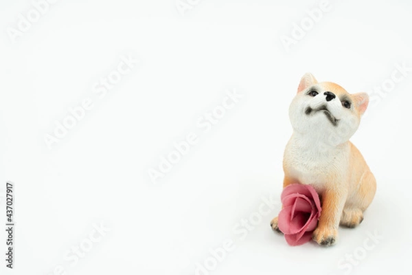 Obraz 花を抱えた犬