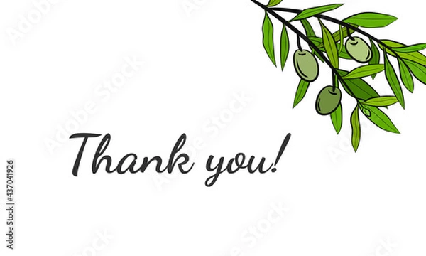 Obraz Template for design with olive fruits and tree branches. Olive tree branch hand drawn illustration in sketch style. Design elements for label, emblem, banner.
