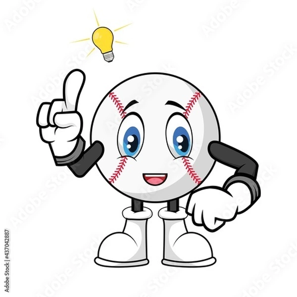 Obraz Baseball ball mascot cartoon get idea vector graphics