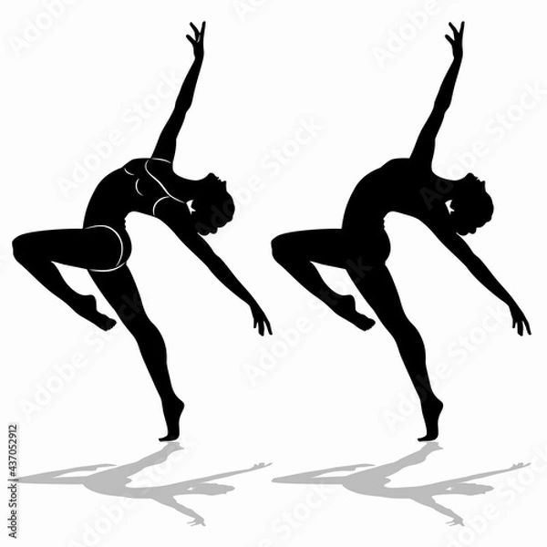 Fototapeta silhouette of a dancing woman, vector drawing