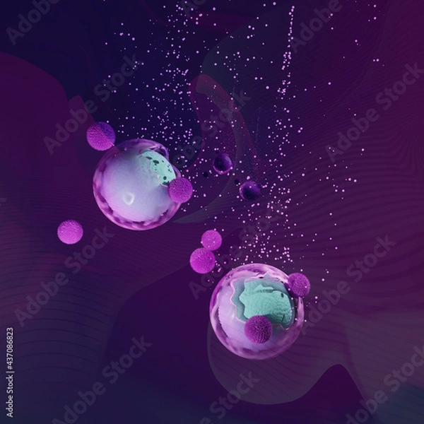 Fototapeta 3d concept rendering of cancer cells destroyed by immunotherapy