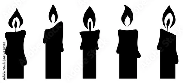 Obraz Black candle silhouettes collections. Vector illustration