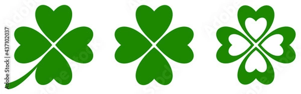 Obraz Green clover icon set. Vector illustration