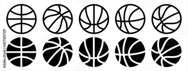 Fototapeta basketball icon set in line style, Vector illustration.