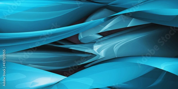 Fototapeta Abstract elliptical shapes, 3D illustration background. A blue graphic design element, suitable for technology and futuristic compositions