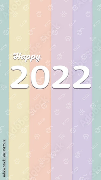 Obraz Happy 2022 pastel colored background/ cat pattern, for celphone