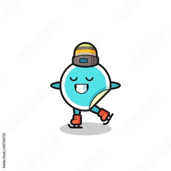 Fototapeta sticker cartoon as an ice skating player doing perform