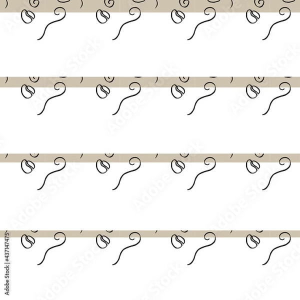 Obraz coffee beans seamless repeat pattern black on pale brown background