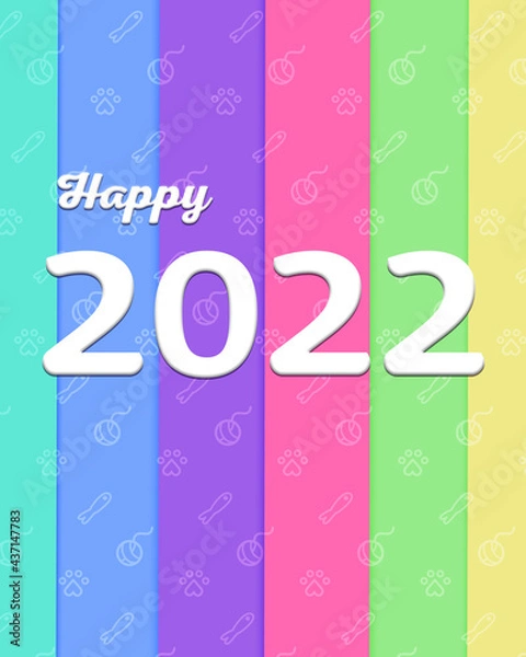 Obraz Happy 2022 bright colured background/ cat pattern