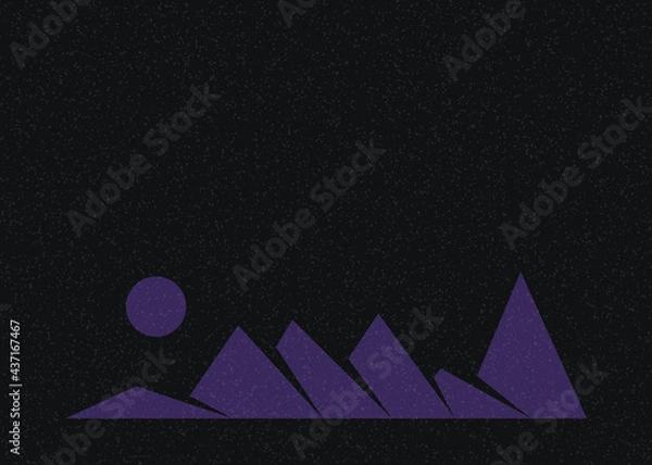 Fototapeta Geometric Mountains silhouette landscape art poster illustration