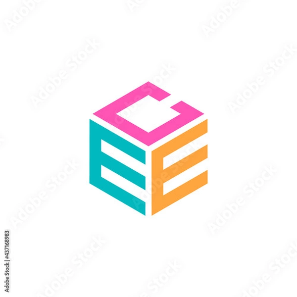 Fototapeta Hexagon logo with the letters CEE design