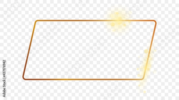 Fototapeta Gold glowing rounded rectangular shape frame