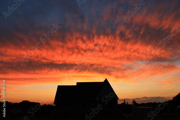 Obraz sunset over the village