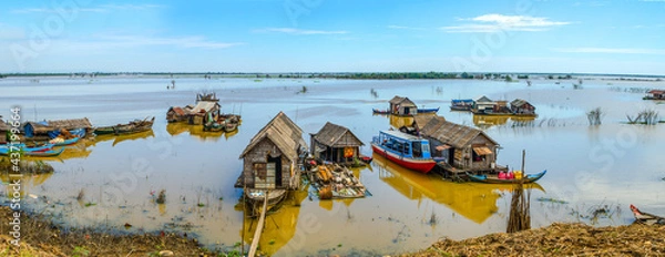 Obraz Hausboote auf dem Mekong in Kambodscha