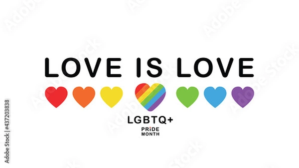Fototapeta Love is love with Heart Rainbow , Pride Month Symbols  , LGBTQ+ designs isolated on white background, Vector illustration EPS 10
