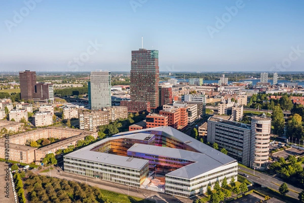 Obraz Almere city center (Almere Stad), aerial view. Flevoland, The Netherlands.
