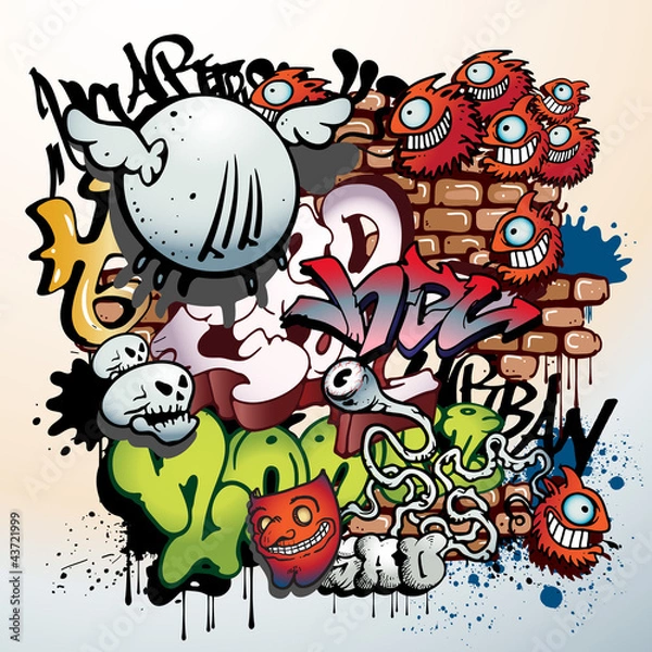 Obraz graffiti urban art elements
