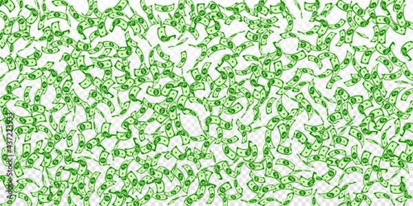 Obraz American dollar notes falling. Sparse USD bills on