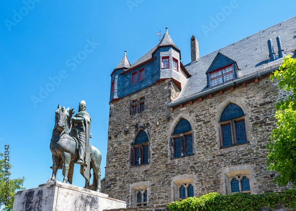 Obraz Reiterstatue vor Schloss Burg (NRW)
