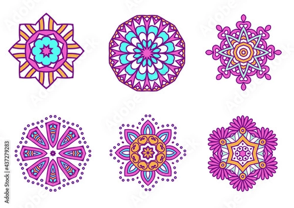 Obraz An unique set of mandala vector art for use. Eye catching mandala design for using in background, poster, banner or print.