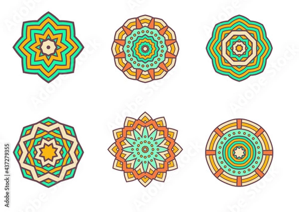 Obraz An unique set of mandala vector art for use. Eye catching mandala design for using in background, poster, banner or print.