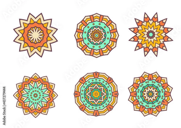 Obraz An unique set of mandala vector art for use. Eye catching mandala design for using in background, poster, banner or print.