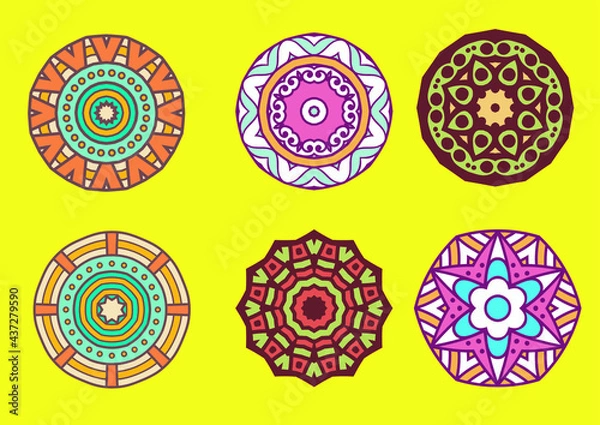 Fototapeta An unique set of mandala vector art for use. Eye catching mandala design for using in background, poster, banner or print.