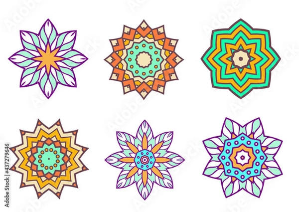 Obraz An unique set of mandala vector art for use. Eye catching mandala design for using in background, poster, banner or print.
