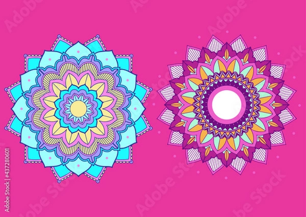 Obraz An unique set of mandala vector art for use. Eye catching mandala design for using in background, poster, banner or print.