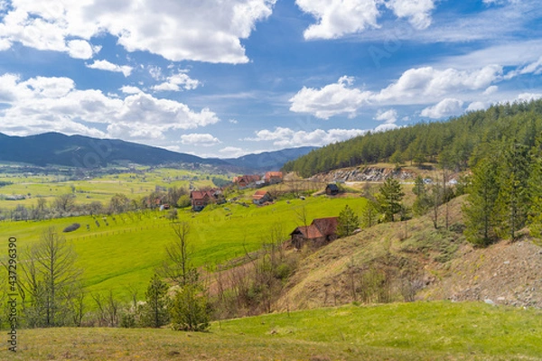 Obraz landscape with field and clouds