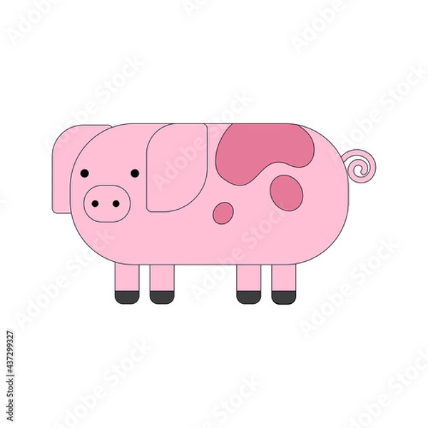 Fototapeta A simple pig. Color vector illustration on white background.