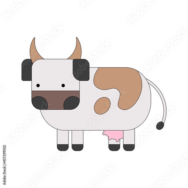 Fototapeta Simple cow. Color vector illustration on white background.
