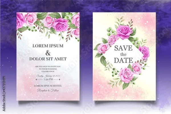 Fototapeta Beautiful Floral Wedding Card Theme