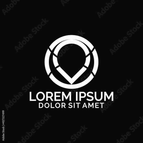 Obraz Abstract pin location symbol logo template in flat design monogram illustration