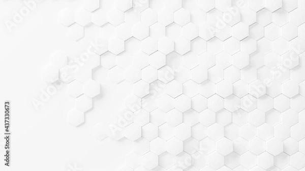 Fototapeta Abstract hexagon, honeycomb embossed texture on white background, 3D render Illustration