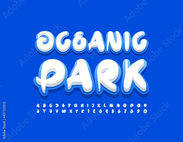 Obraz Vector creative poster Oceanic Park with modern Font. Artistic Alphabet Letters and Numbers set